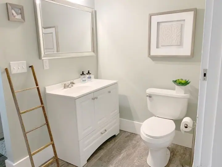 Main floor bathroom off dining area