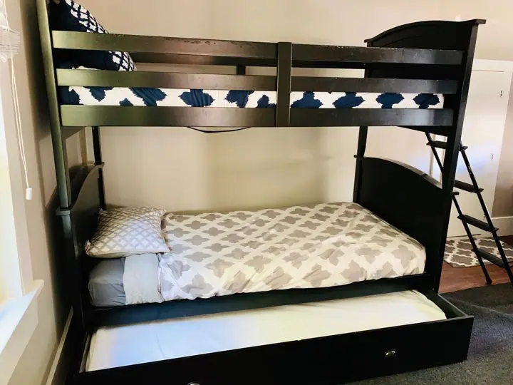 Trundle bed in bunk room first floor
