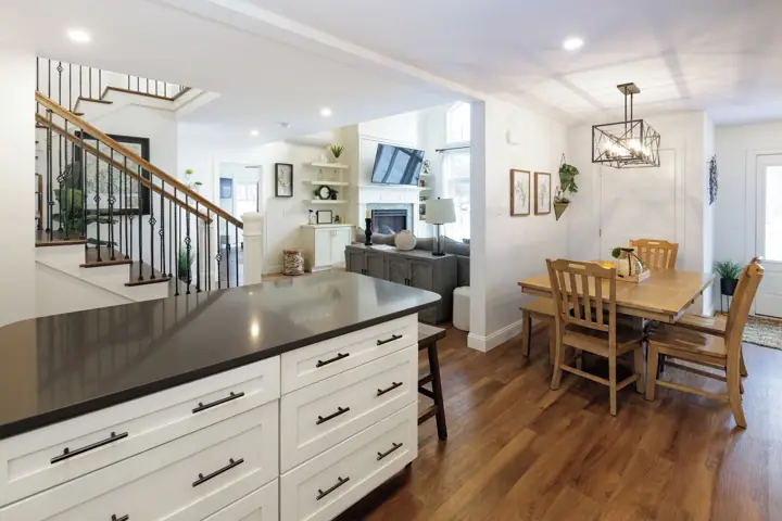 View from kitchen into living area