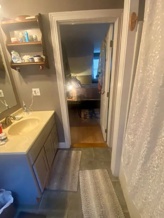 View from bath into bedroom