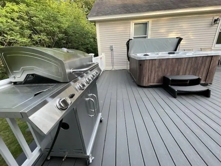 Hot tub and grill never run out of propane grill is hooked into house