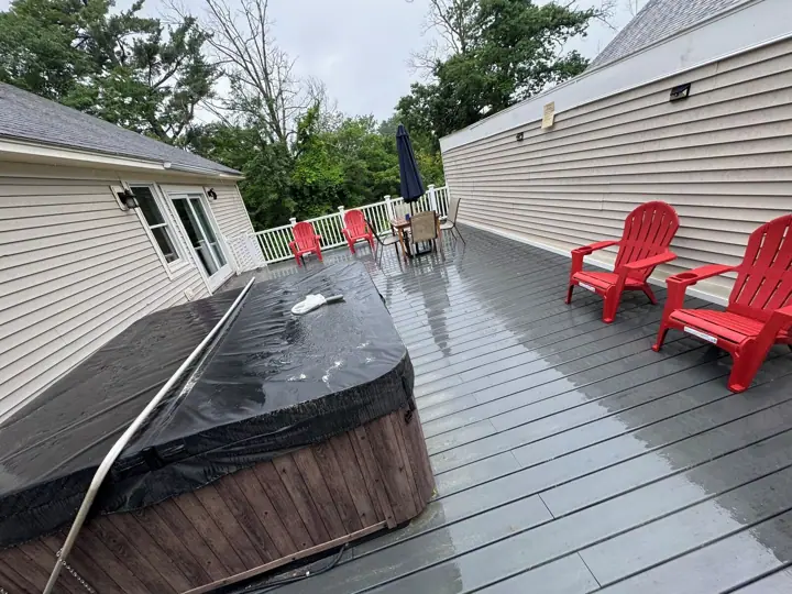Private hot tub out the upper slider