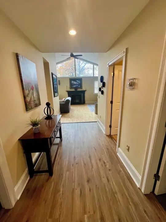 View from laundry room into living/kitchen